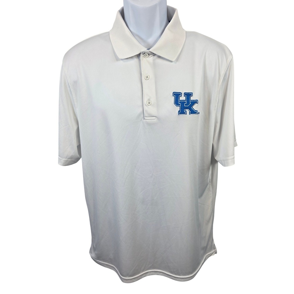 J America Kentucky Wildcats UK Mens XL White Polo Shirt Embroidered Logo /A284